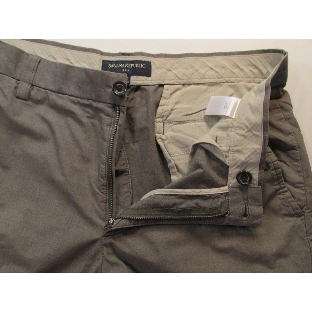 Banana Republic Mens Bermuda Shorts Brown 33 Cotton Flat Front Mid Rise 9 Inseam